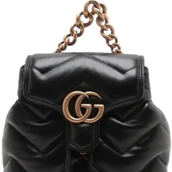 NWOT Gucci Chevron Leather GG Marmont Backpack Shoulder Bag Top Chain Handle - Picture 12 of 12